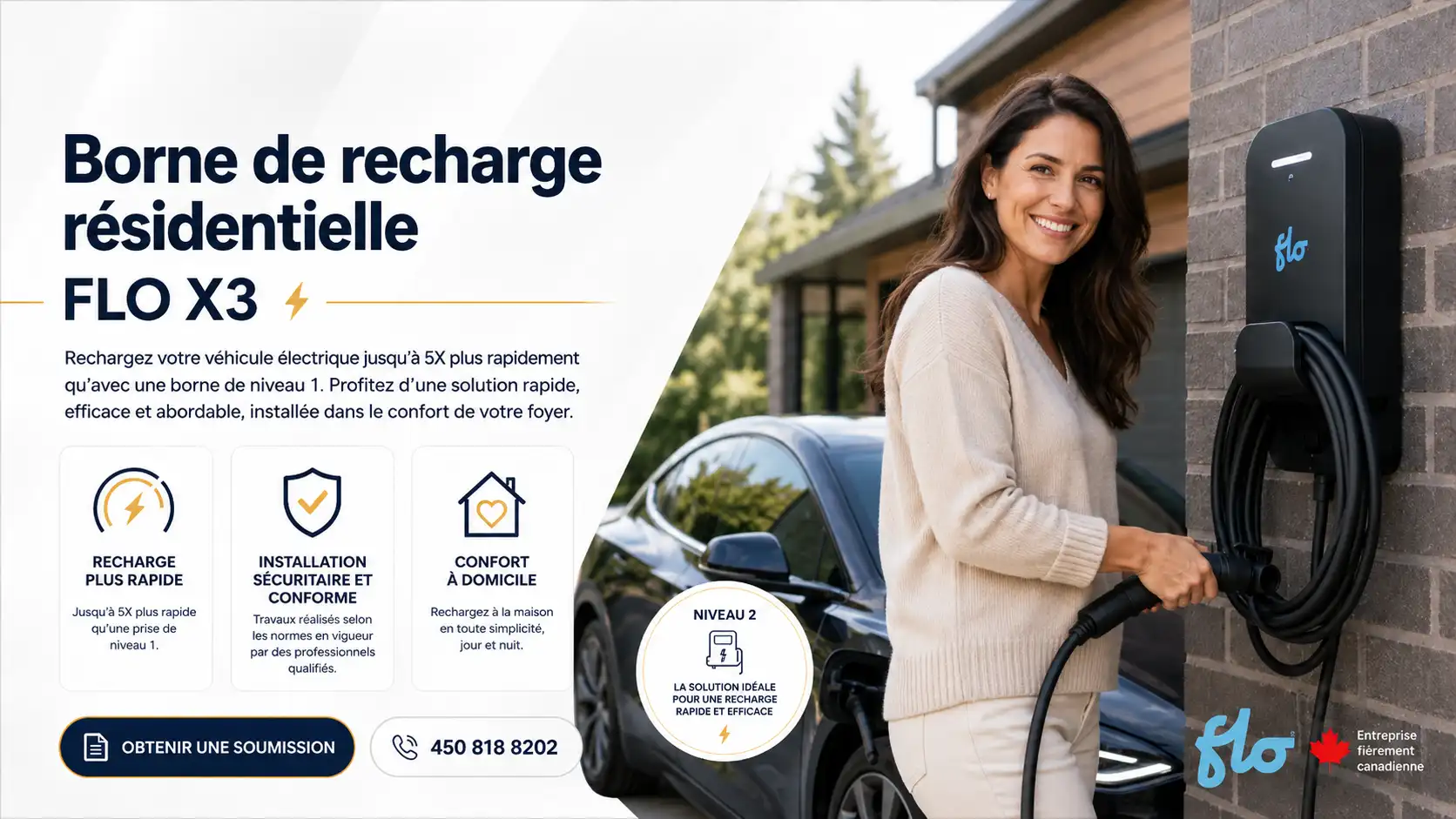 Installation borne e recharge FLO X3