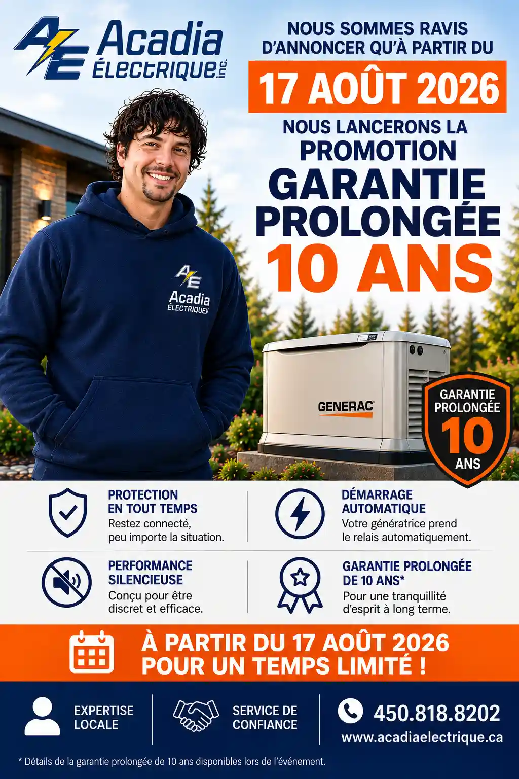 Promotion garantie 10 ans Generac 2026 Installation de génératrice automatique