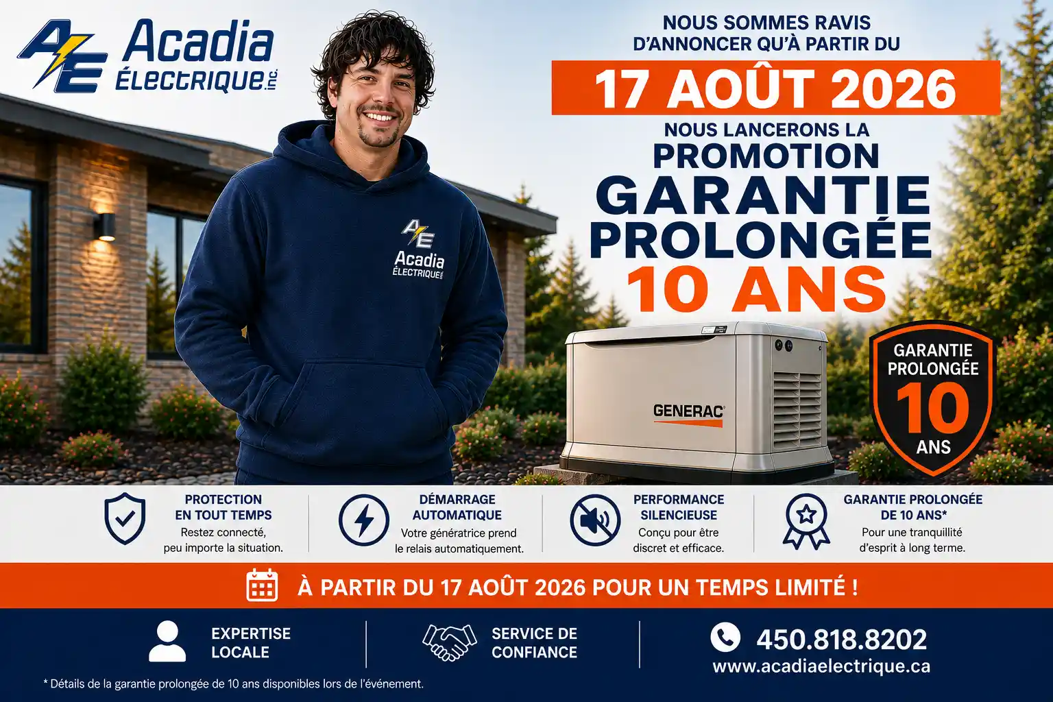 Promotion garantie 10 ans Generac 2026 Installation de génératrice automatique